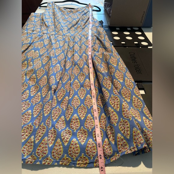 eShakti Plus Size 22W Sleeveless Fit & Flare Dress Blue Print 100% Cotton - Picture 12 of 14